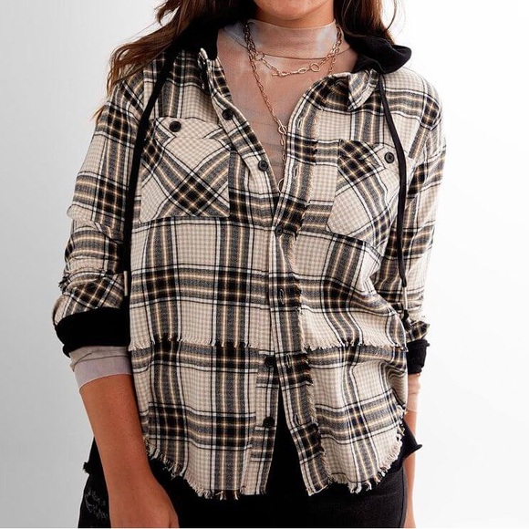 BKE Tops - BKE Hooded Flannel Shirt XL NWT